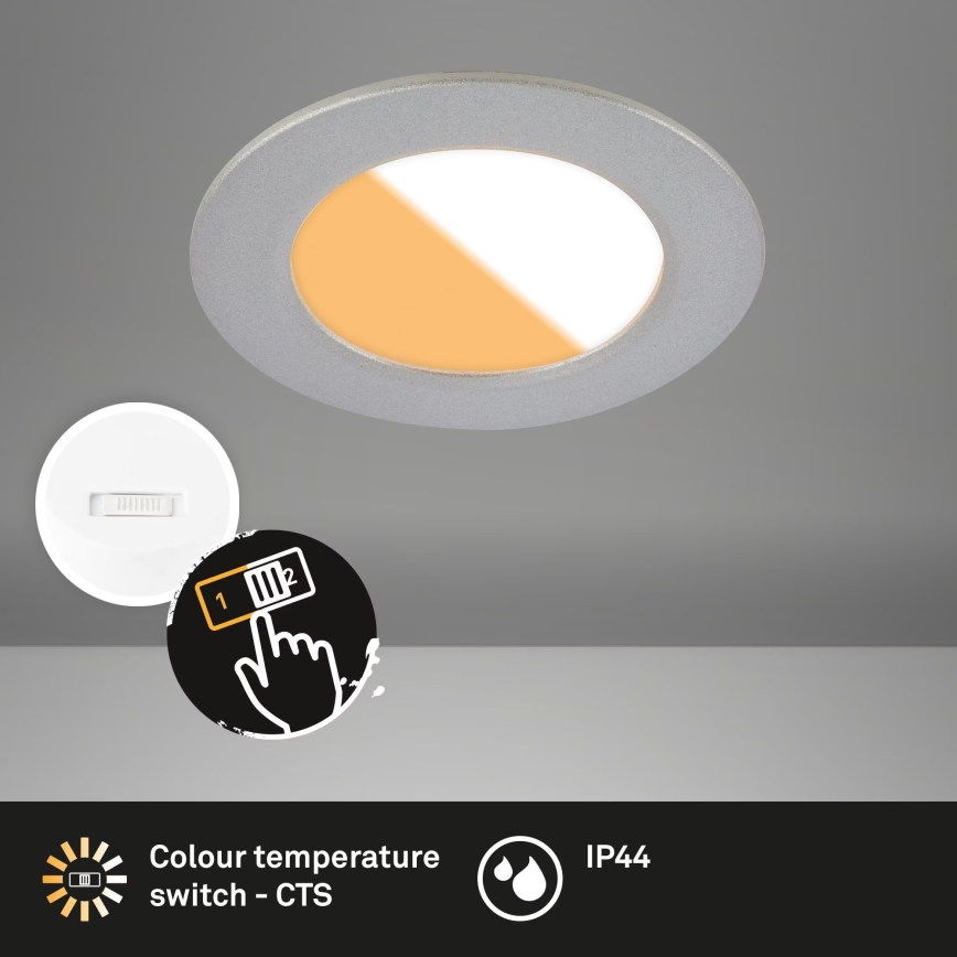 Brilo - SET 3x Lámpara empotrable de baño LED LED/4W/230V IP44 3000/4000K plata