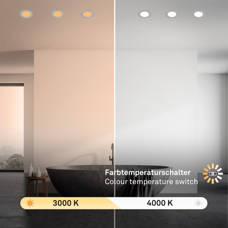 Brilo - SET 3x Lámpara empotrable de baño LED LED/4W/230V IP44 3000/4000K plata