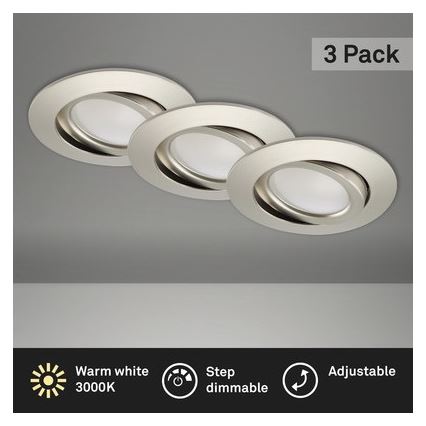 Brilo - SET 3x Lámpara empotrable de baño LED regulable LED/5W/230V IP23 cromo mate