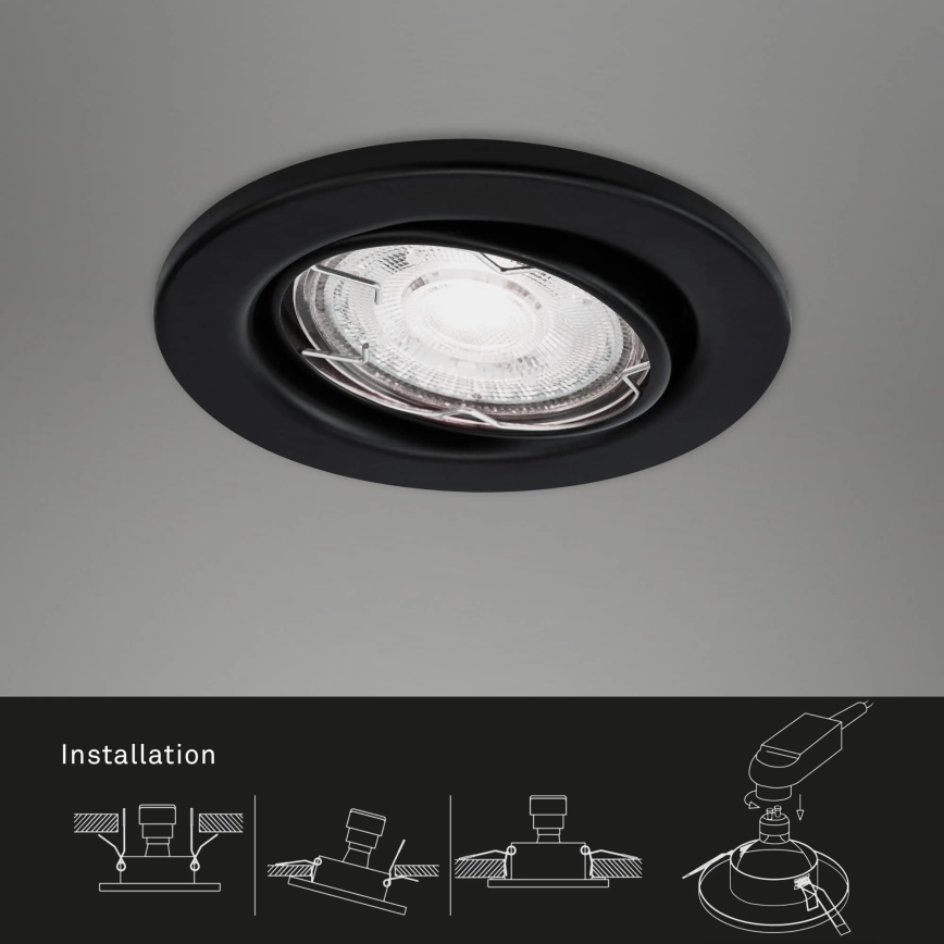 Brilo - SET 3x Lámpara empotrada LED para baños 1xGU10/5W/230V IP23 negro
