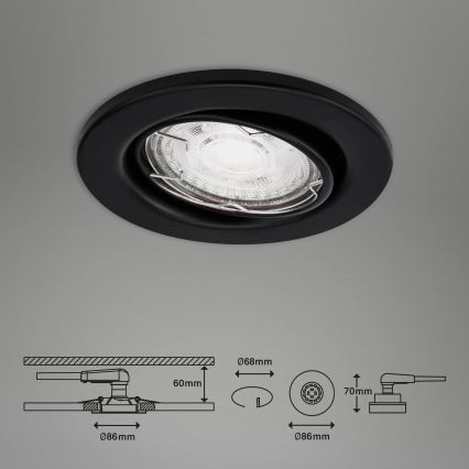 Brilo - SET 3x Lámpara empotrada LED para baños 1xGU10/5W/230V IP23 negro