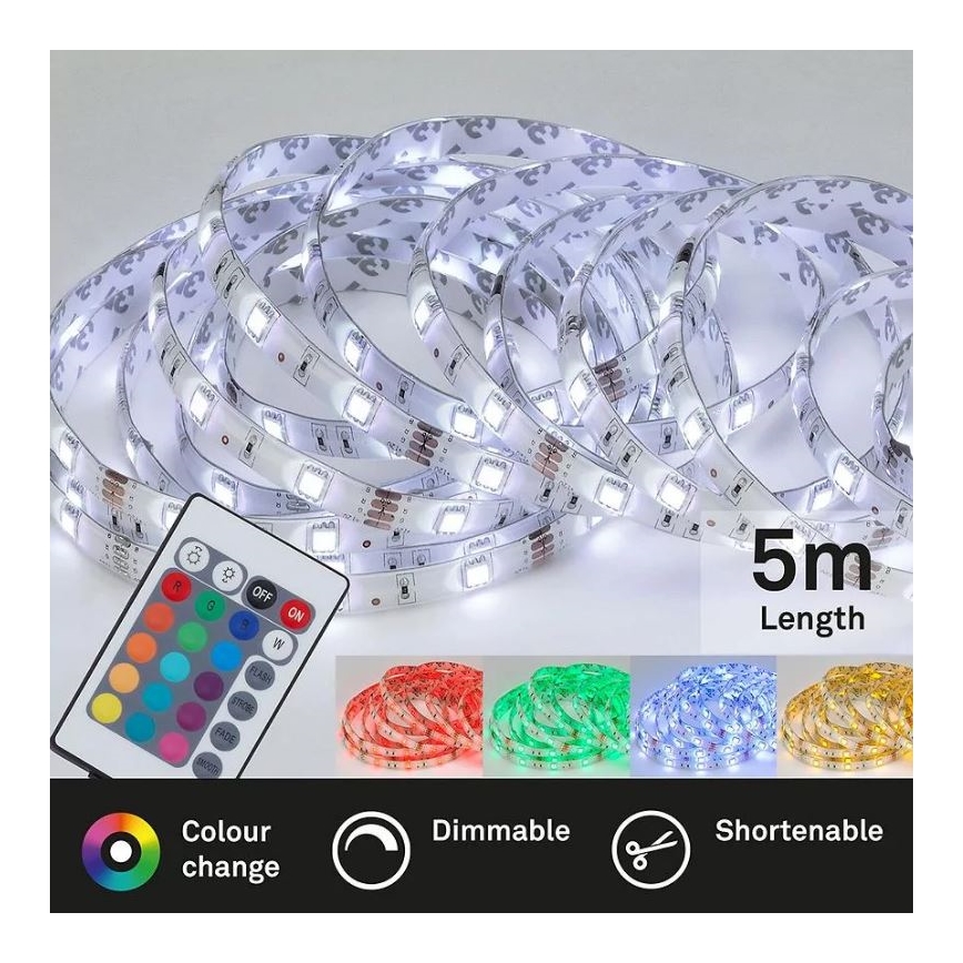 Brilo - Tira LED RGBW regulable 6,5m LED/22W/230V + control remoto