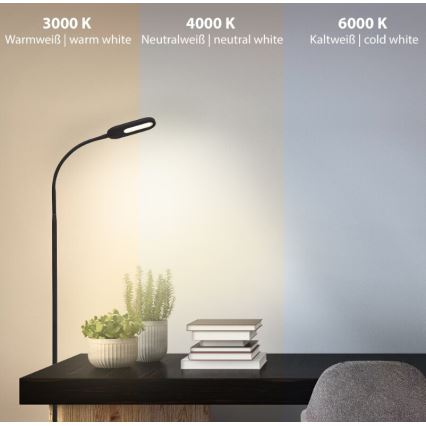 Briloner 1297-015 - Lámpara de pie flexible LED regulable LED/6,6W/230V 3000K/4000K/6000K