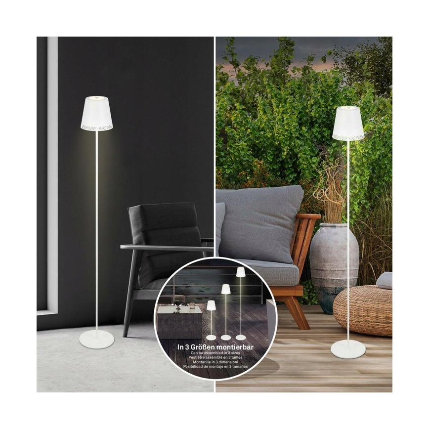 Briloner 1438016 - Lámpara de pie LED táctil regulable LED/3,5W/5V 3000K 130 cm blanco