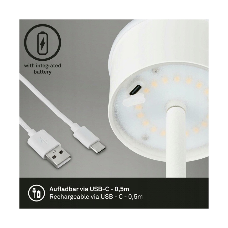 Briloner 1438016 - Lámpara de pie LED táctil regulable LED/3,5W/5V 3000K 130 cm blanco