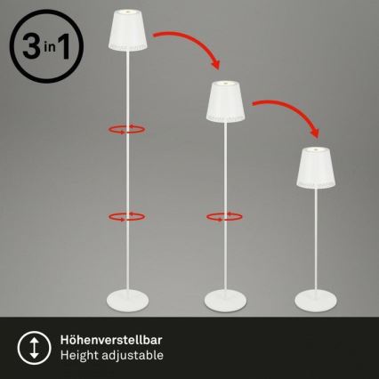 Briloner 1438016 - Lámpara de pie LED táctil regulable LED/3,5W/5V 3000K 130 cm blanco