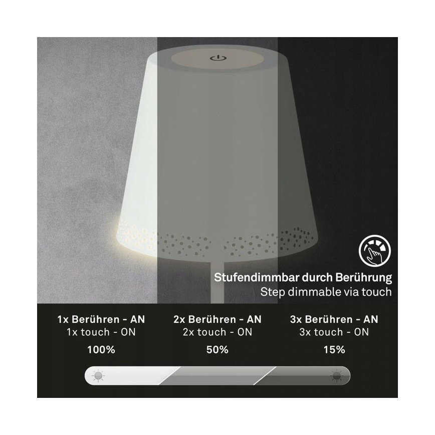Briloner 1438016 - Lámpara de pie LED táctil regulable LED/3,5W/5V 3000K 130 cm blanco