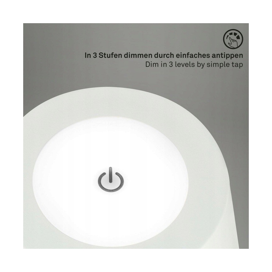 Briloner 1438016 - Lámpara de pie LED táctil regulable LED/3,5W/5V 3000K 130 cm blanco