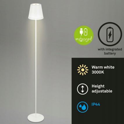 Briloner 1438016 - Lámpara de pie LED táctil regulable LED/3,5W/5V 3000K 130 cm blanco