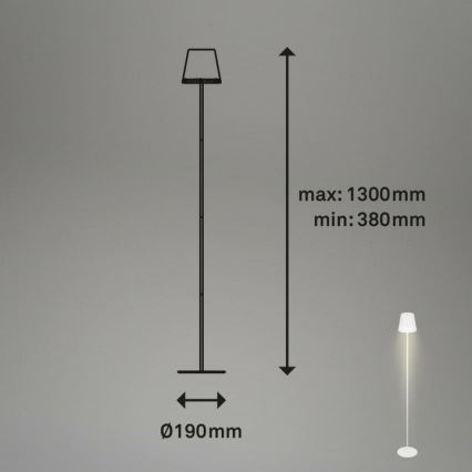 Briloner 1438016 - Lámpara de pie LED táctil regulable LED/3,5W/5V 3000K 130 cm blanco