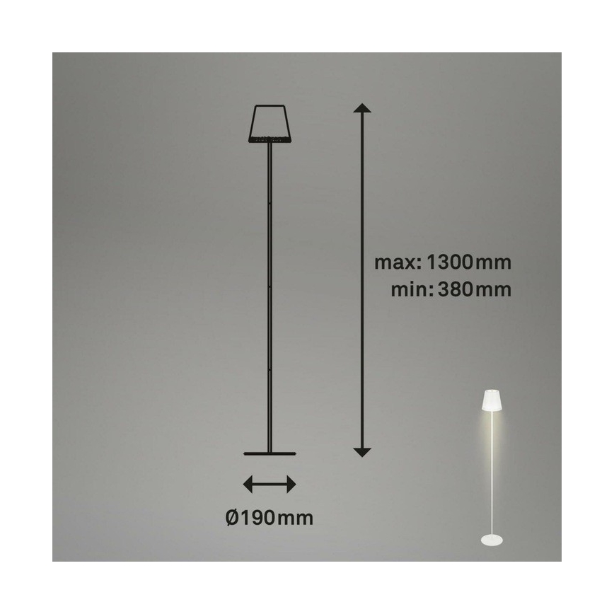 Briloner 1438016 - Lámpara de pie LED táctil regulable LED/3,5W/5V 3000K 130 cm blanco