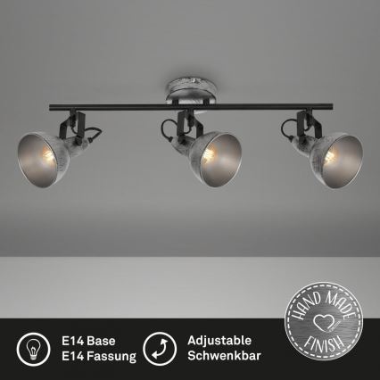 Briloner 2049-034 - Foco RETRO 3xE14/40W/230V gris