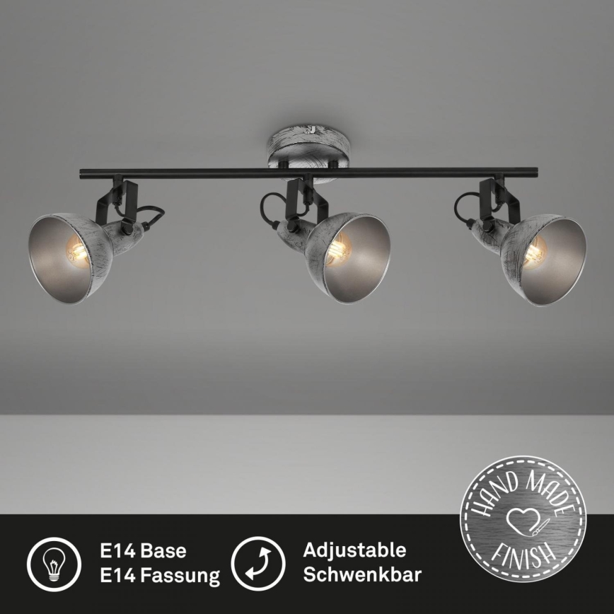 Briloner 2049-034 - Foco RETRO 3xE14/40W/230V gris