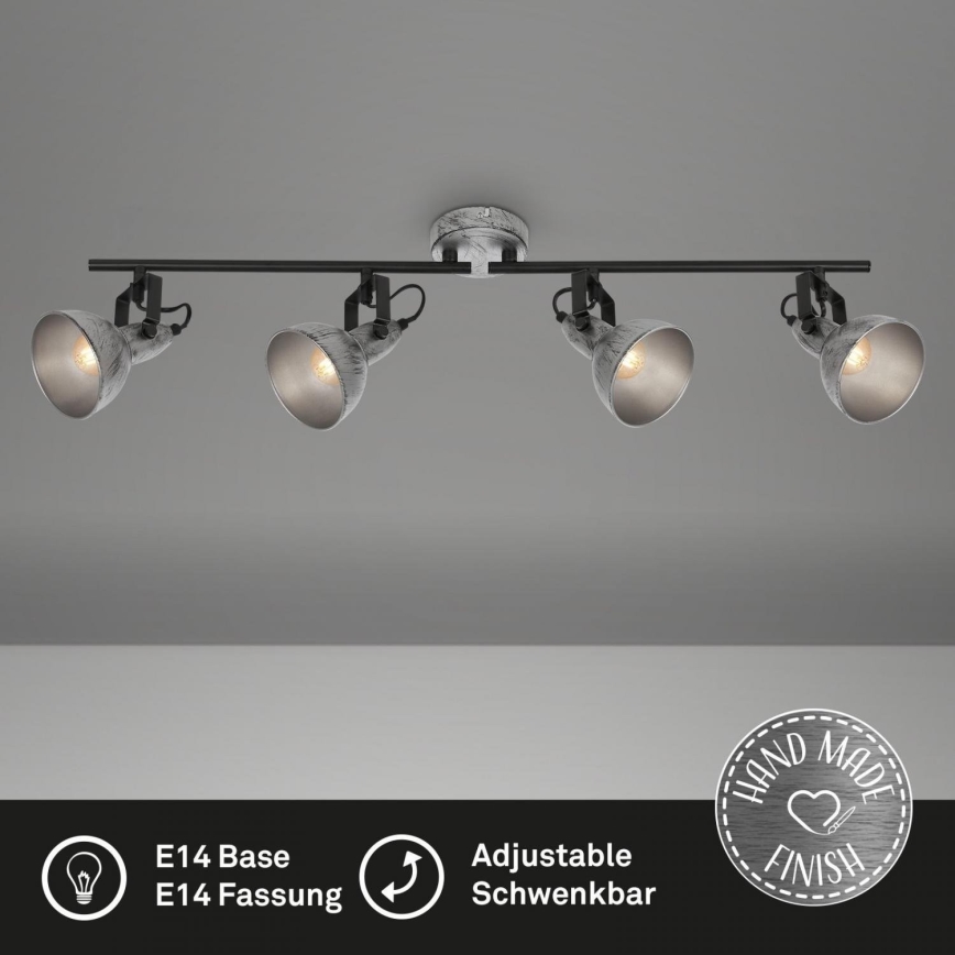 Briloner 2049-044 - Foco RETRO 4xE14/40W/230V gris