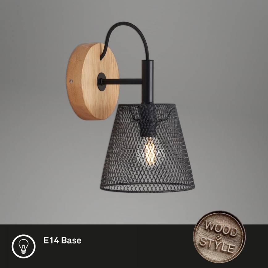 Briloner 2077-015 - Aplique WOOD & STYLE 1xE14/25W/230V árbol de caucho