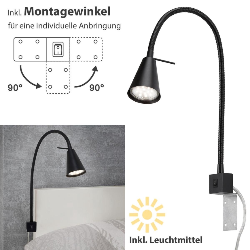 Briloner 2080-015 - Aplique LED COMFORT LIGHT 1xGU10/5W/230V negro