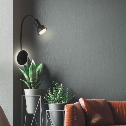 Briloner 2178015 - Lámpara LED flexible de pared 1xE14/10W/230V + LED/3W negro