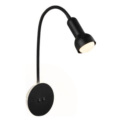 Briloner 2178015 - Lámpara LED flexible de pared 1xE14/10W/230V + LED/3W negro