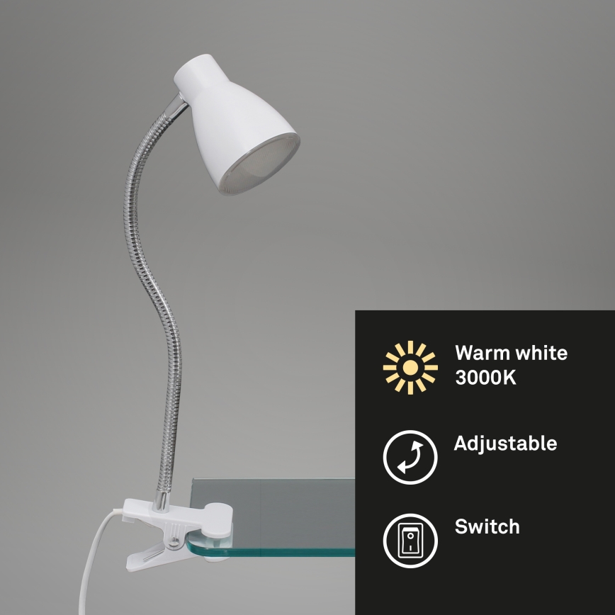 Briloner 2615-016P - Lámpara LED con pinza GRIP LED/2,5W/230V blanco