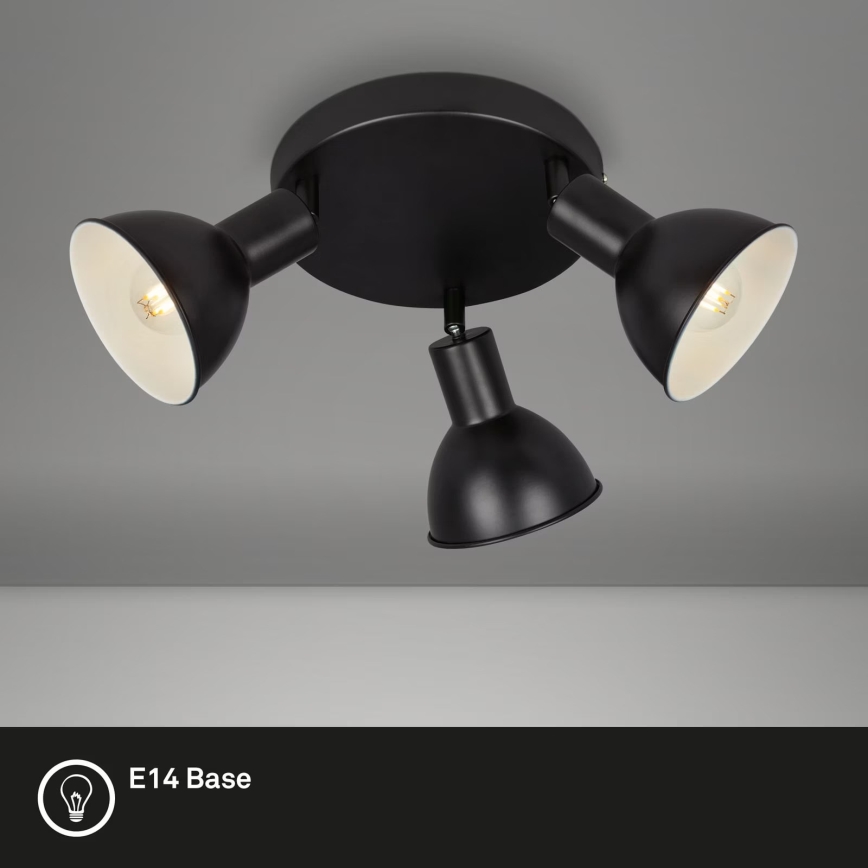Briloner 2674-035 - Foco RETRO 3xE14/25W/230V negro