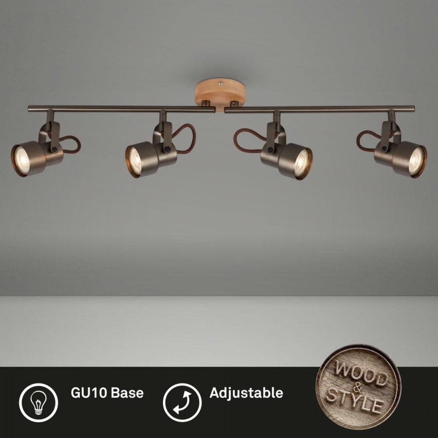 Briloner 2872-045 - Foco LED TAHUN 4xGU10/5W/230V 3000K marrón