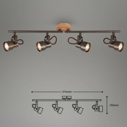 Briloner 2872-045 - Foco LED TAHUN 4xGU10/5W/230V 3000K marrón