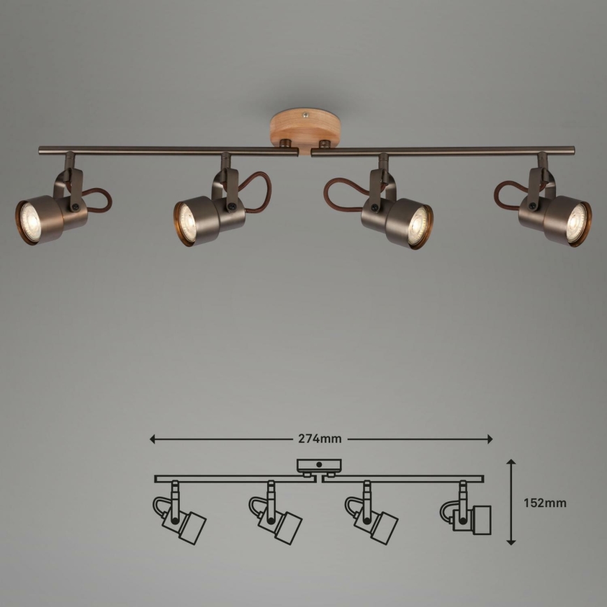 Briloner 2872-045 - Foco LED TAHUN 4xGU10/5W/230V 3000K marrón