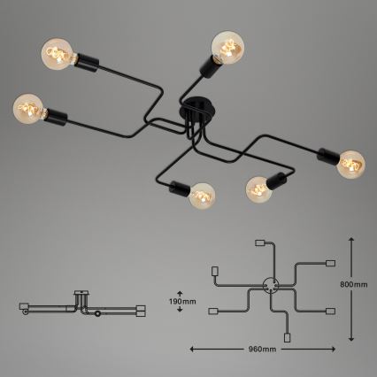 Briloner 2887-065 - Lámpara de techo FARETTO 6xE27/60W/230V