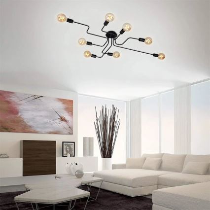 Briloner 2888-085 - Lámpara de techo FARETTO 8xE27/60W/230V negro
