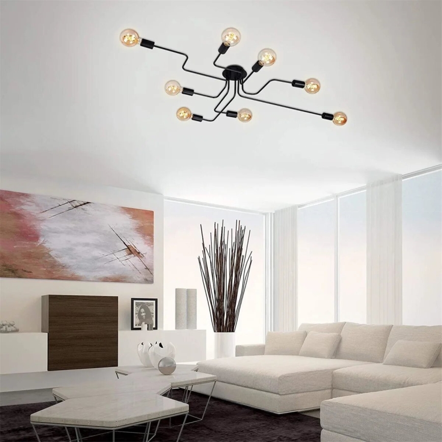Briloner 2888-085 - Lámpara de techo FARETTO 8xE27/60W/230V negro