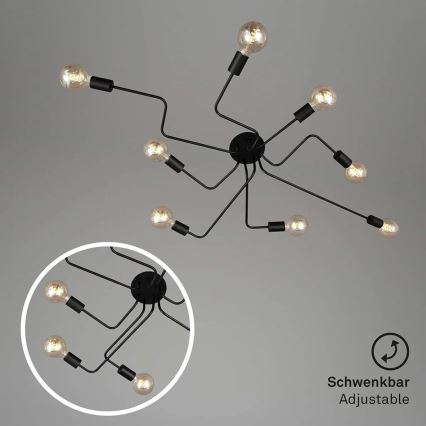 Briloner 2888-085 - Lámpara de techo FARETTO 8xE27/60W/230V negro