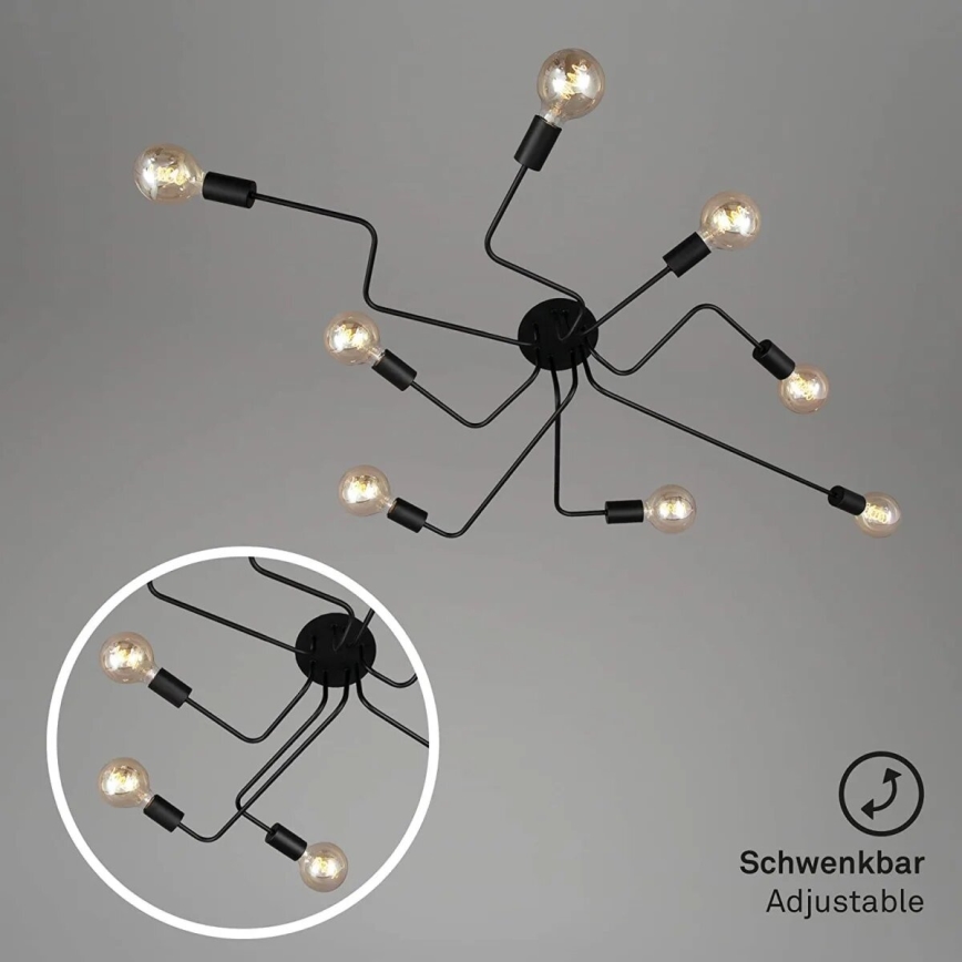 Briloner 2888-085 - Lámpara de techo FARETTO 8xE27/60W/230V negro