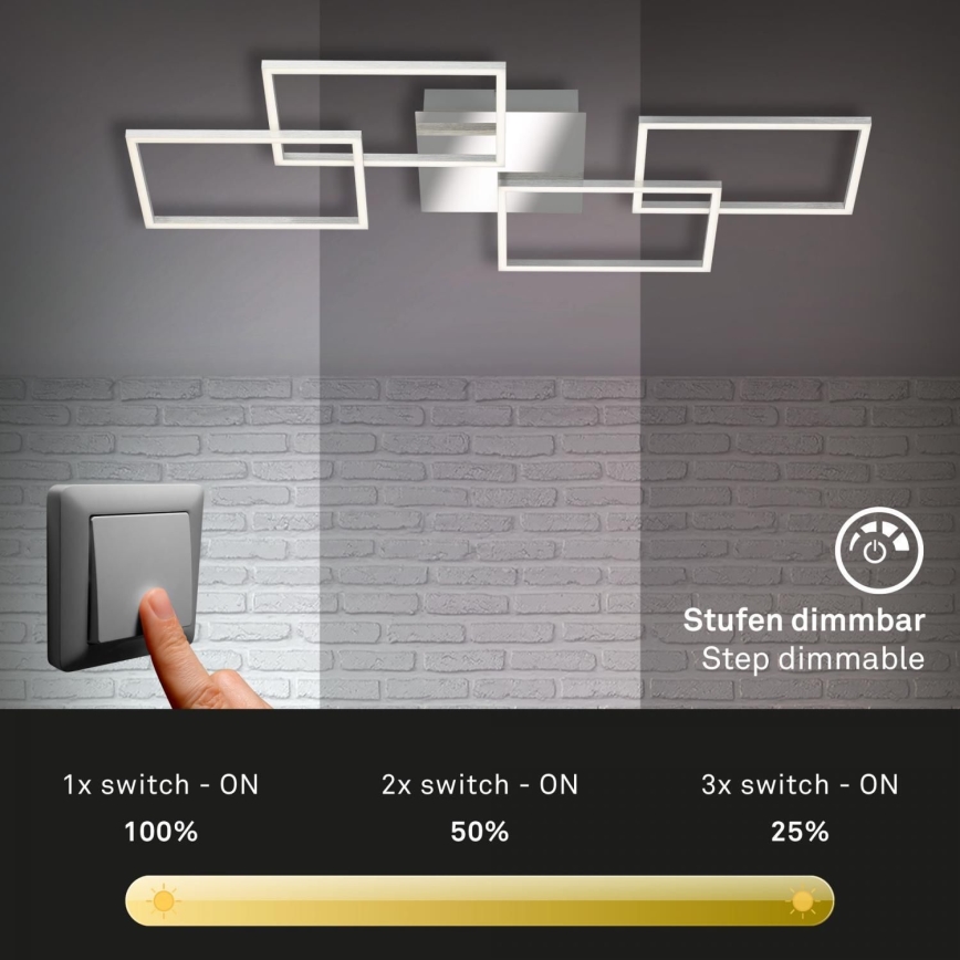 Briloner 3091-018 - Plafón LED regulable FRAME LED/30W/230V cromo brillante