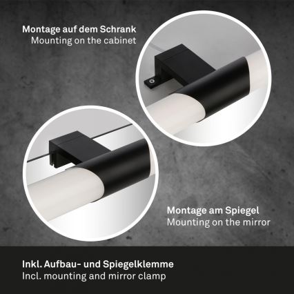 Briloner 3113-115 - Iluminación LED para espejos de baño LED/12W/230V IP44 47 cm negro