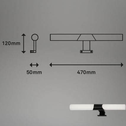 Briloner 3113-115 - Iluminación LED para espejos de baño LED/12W/230V IP44 47 cm negro