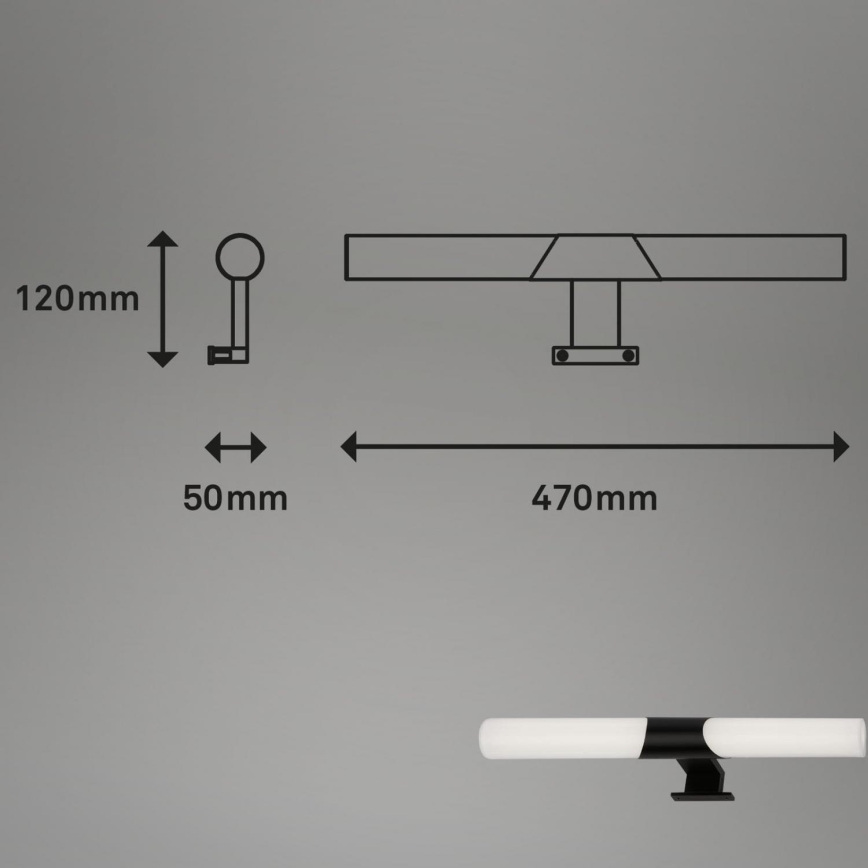 Briloner 3113-115 - Iluminación LED para espejos de baño LED/12W/230V IP44 47 cm negro