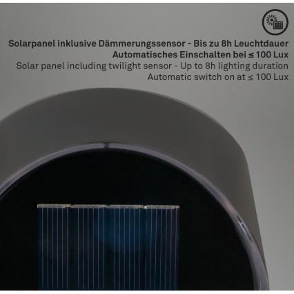Briloner 3133015 - Aplique LED solar LED/2W/3,7V IP44 3000K