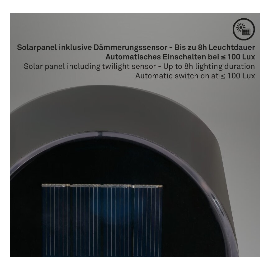 Briloner 3133015 - Aplique LED solar LED/2W/3,7V IP44 3000K