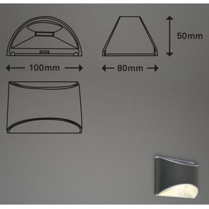 Briloner 3133015 - Aplique LED solar LED/2W/3,7V IP44 3000K
