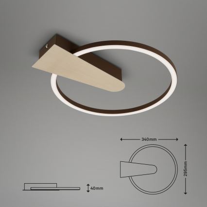 Briloner 3542017 - Plafón LED regulable NICO LED/12W/230V dorado