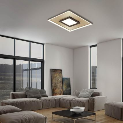 Briloner 3641-017 - Plafón LED regulable FRAME LED/30W/230V 2700-6500K dorado + control remoto