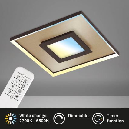 Briloner 3641-017 - Plafón LED regulable FRAME LED/30W/230V 2700-6500K dorado + control remoto