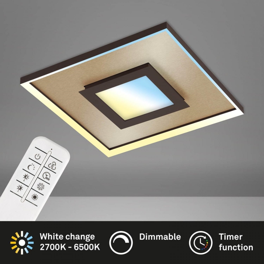 Briloner 3641-017 - Plafón LED regulable FRAME LED/30W/230V 2700-6500K dorado + control remoto