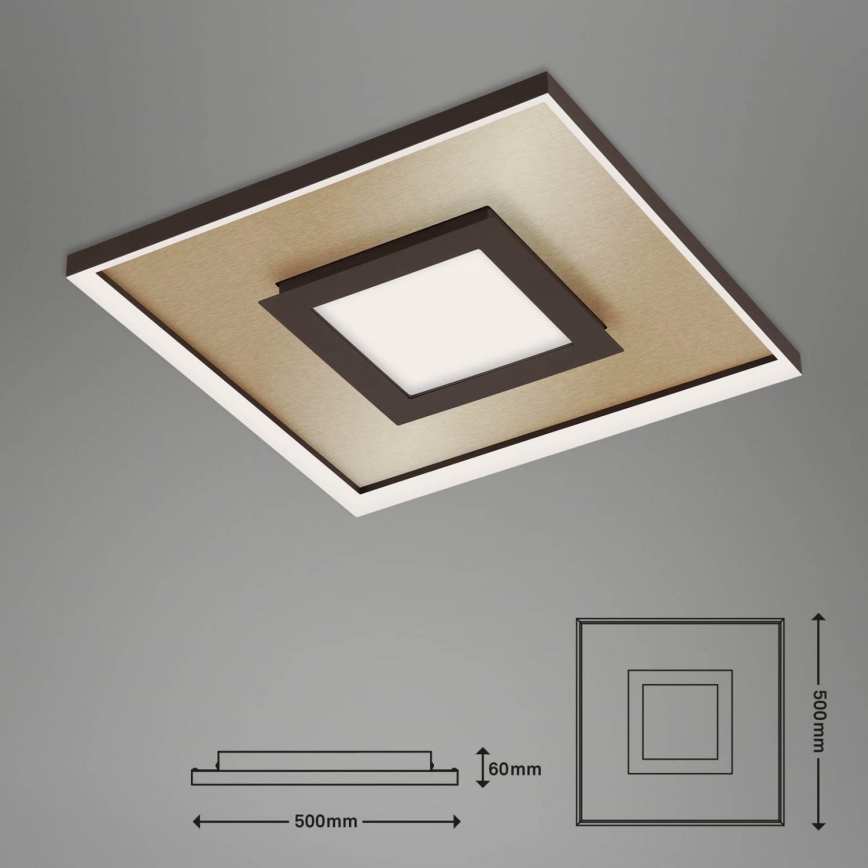 Briloner 3641-017 - Plafón LED regulable FRAME LED/30W/230V 2700-6500K dorado + control remoto