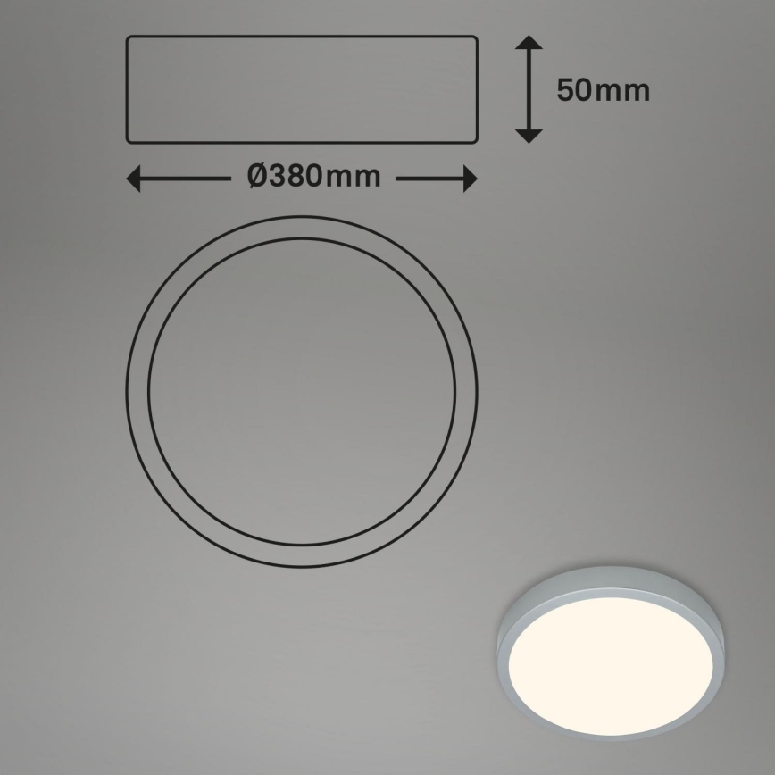 Briloner 3703-014 - Plafón LED RUNA LED/24W/230V 3000K diá. 38 cm plata