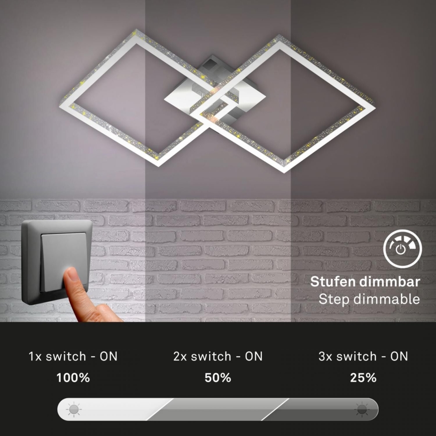 Briloner 3751-019 - Plafón LED regulable FRAME LED/20W/230V cromo brillante