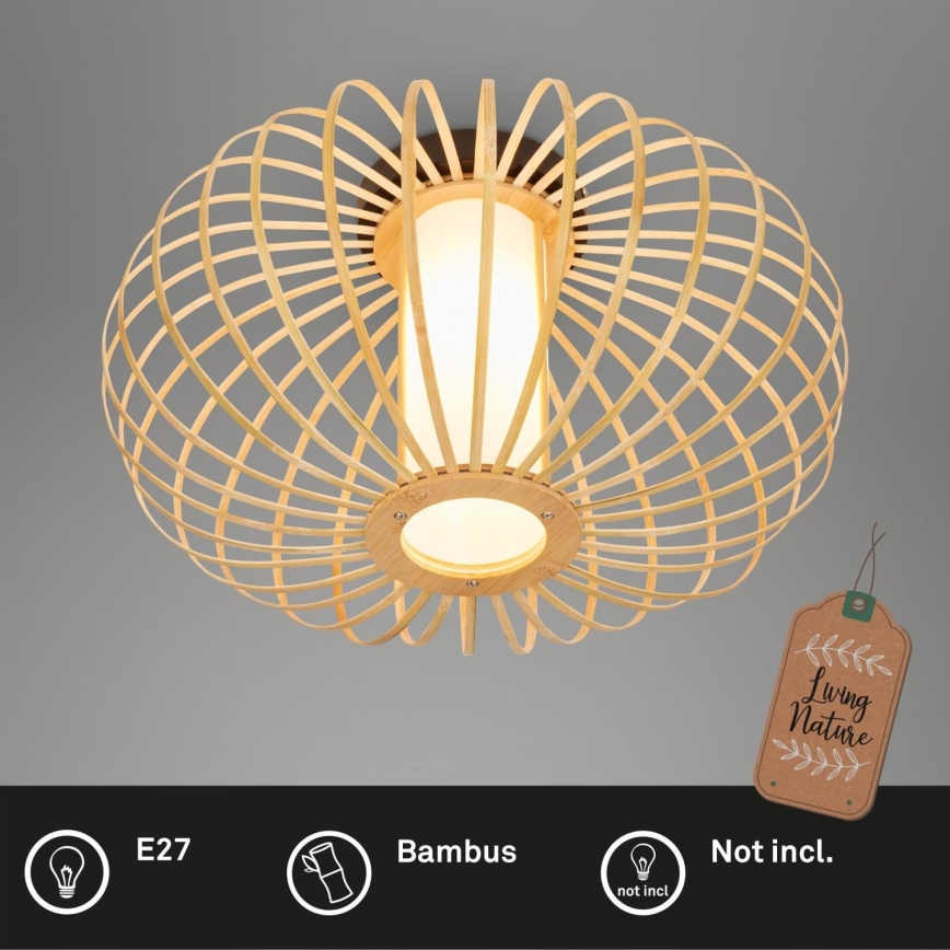 Briloner 3759011 - Plafón 1xE27/10W/230V diá. 40 cm bambú