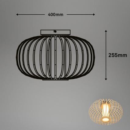 Briloner 3759011 - Plafón 1xE27/10W/230V diá. 40 cm bambú
