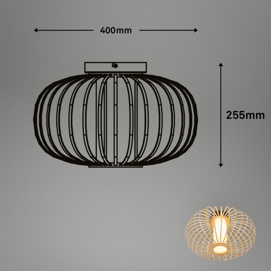 Briloner 3759011 - Plafón 1xE27/10W/230V diá. 40 cm bambú