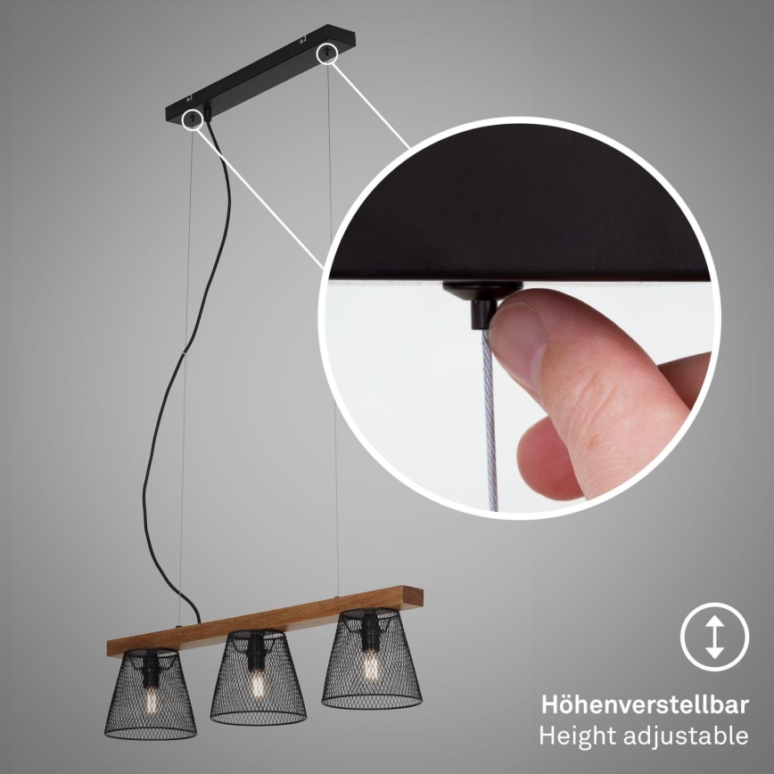 Briloner 4077-035 - Lámpara colgante WOOD & STYLE 3xE14/25W/230V árbol de caucho
